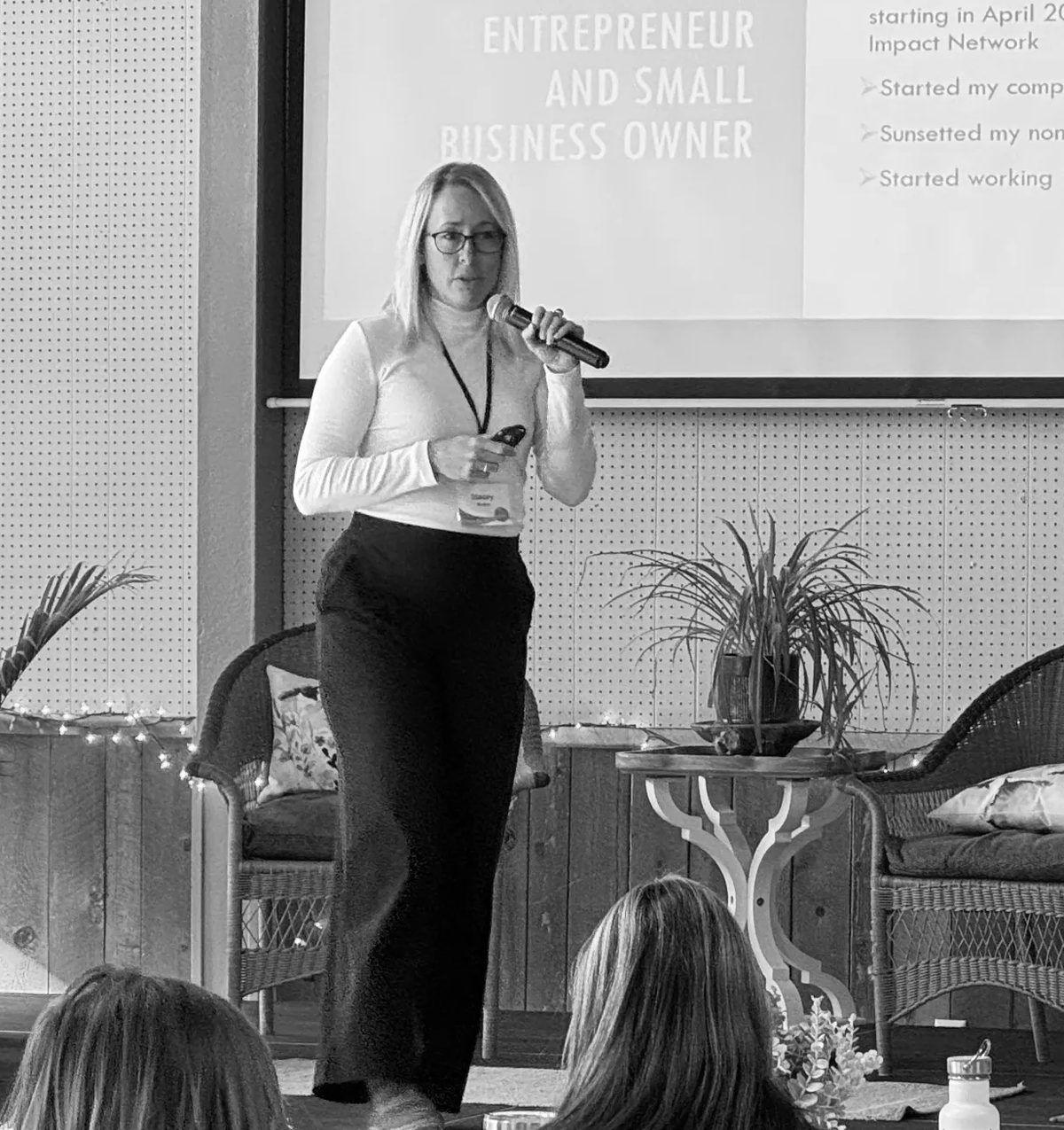 Stacey D. Burns speaking at a presentation